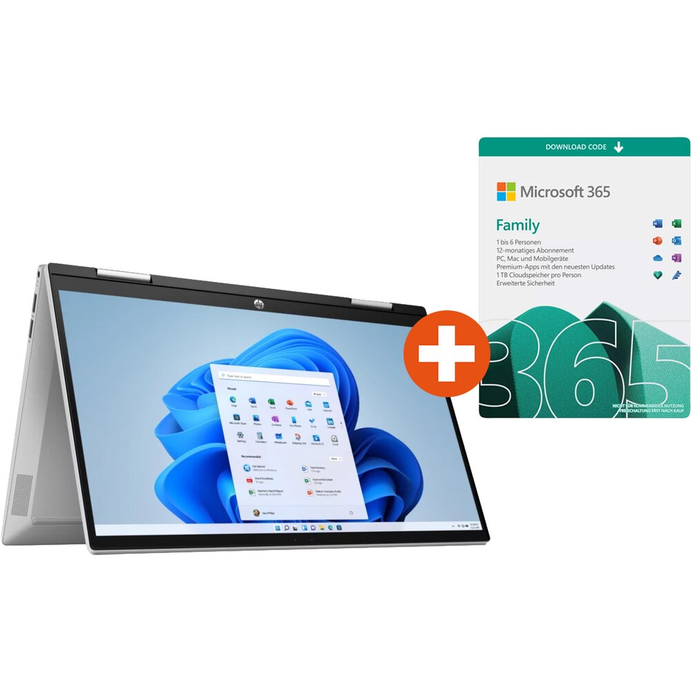 HP Pavilion x360 14-dy0425ng 14"FHD 2in1 W11 mit Microsoft 365 Family DL