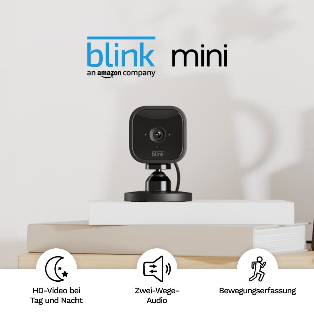 Blink Mini 1 Kamera - 1080p-HD-Video, Nachtsicht, Alexa, schwarz B09N6W3QLN