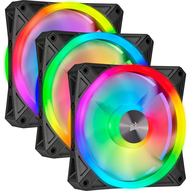 Corsair iCUE QL120 RGB Gehäuse Lüfter 3er-Pack Schwarz mit Lighting Node 120mm