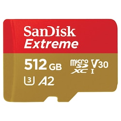 SanDisk Extreme 512GB microSDXC Speicherkarte Kit bis 160MB/s, C10, U3, V30, A2