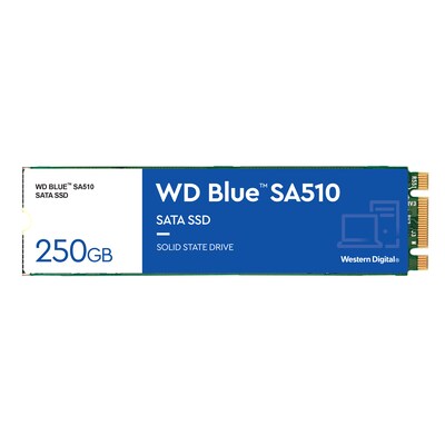 10 X  günstig Kaufen-WD Blue SA510 SATA SSD 250 GB M.2 2280. WD Blue SA510 SATA SSD 250 GB M.2 2280 <![CDATA[• 250 GB - 2,38 mm Bauhöhe • M.2 2280 Card, M.2 • Maximale Lese-/Schreibgeschwindigkeit: 555 MB/s / 440 MB/s • Mainstream: Sehr gutes Preisleistungs-Verhältn