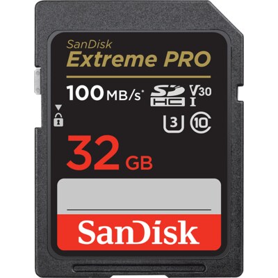 lasse ich günstig Kaufen-SanDisk Extreme Pro 32 GB SDHC UHS-I-Speicherkarte (2022) bis 100 MB/s. SanDisk Extreme Pro 32 GB SDHC UHS-I-Speicherkarte (2022) bis 100 MB/s <![CDATA[• Speichertyp: SDHC (UHS-I) • Speicherkapazität: 32 GB • Geschwindigkeitsklasse: Cl10, U3, V30 