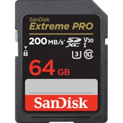 SanDisk Extreme Pro 64 GB SDXC Speicherkarte (bis 200 MB/s, Class 10, U3, V30)