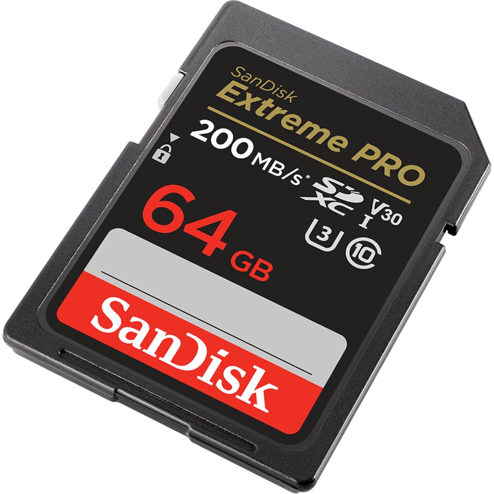 SanDisk Extreme Pro 64 GB SDXC Speicherkarte (bis 200 MB/s, Class 10, U3, V30)