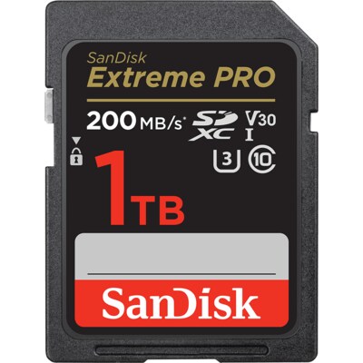 Karte SPEICHERKARTE  günstig Kaufen-SanDisk Extreme Pro 1 TB SDXC UHS-I-Speicherkarte (2022) bis 200 MB/s. SanDisk Extreme Pro 1 TB SDXC UHS-I-Speicherkarte (2022) bis 200 MB/s <![CDATA[• Speichertyp: SDXC (UHS-I) • Speicherkapazität: 1 TB • Geschwindigkeitsklasse: Cl10, U3, V30 • 