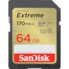 SanDisk Extreme 64 GB SDXC Speicherkarte (2022) bis 170MB/s, Cl10, U3, V30