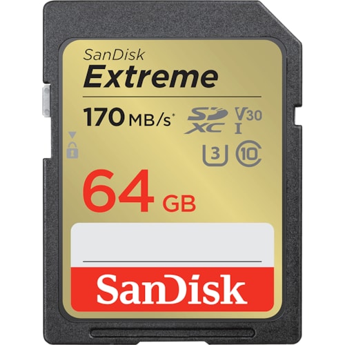 SanDisk Extreme 64GB SDXC Speicherkarte (170 MB/s, Class 10, U3, V30)