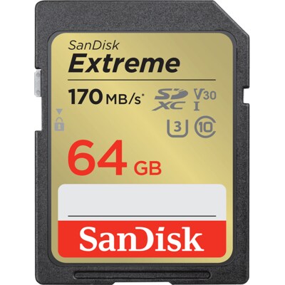 Karte SPEICHERKARTE günstig Kaufen-SanDisk Extreme 64 GB SDXC Speicherkarte (2022) bis 170MB/s, Cl10, U3, V30. SanDisk Extreme 64 GB SDXC Speicherkarte (2022) bis 170MB/s, Cl10, U3, V30 <![CDATA[• Speichertyp: SDXC (UHS-I) • Speicherkapazität: 64 GB • Geschwindigkeitsklasse: Cl10, U