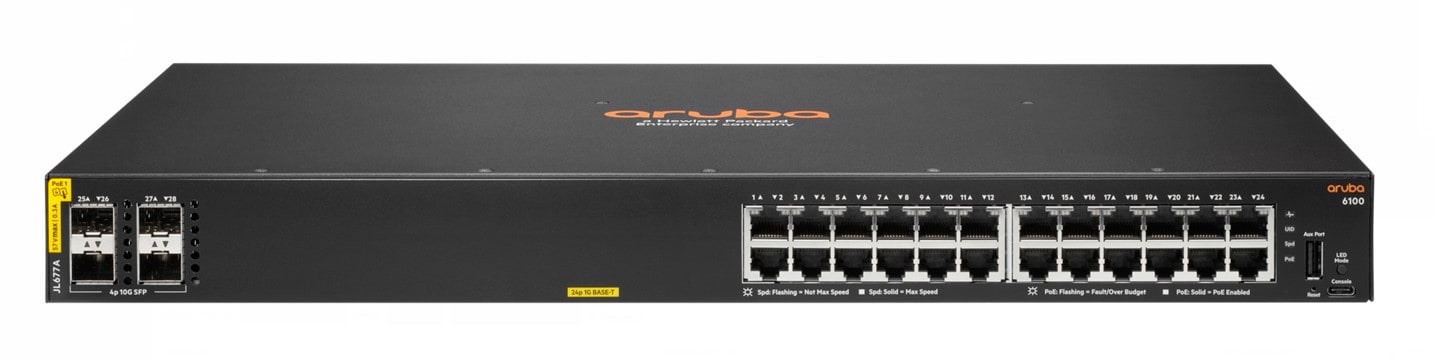 HPE Aruba 6100 24G Class4 PoE 4SFP+ Switch managed