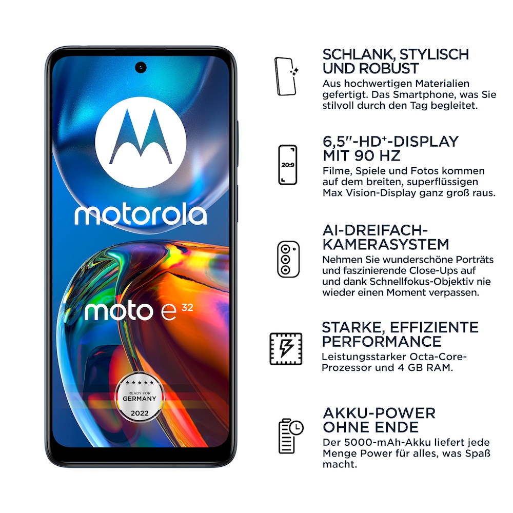 Motorola moto e32 4/64 GB Android 11 Smartphone dunkelgrau