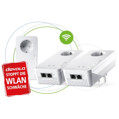 WLAN AC  günstig Kaufen-devolo Magic 1 WiFi ac Multiroom Kit (1200Mbit, Powerline + WLAN, 5x LAN, Mesh). devolo Magic 1 WiFi ac Multiroom Kit (1200Mbit, Powerline + WLAN, 5x LAN, Mesh) <![CDATA[• Bis zu 1.200 Mbit/s Übertragungsrate mit innovativer G.hn-Technologie • preisw