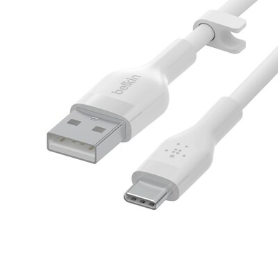 Strom  günstig Kaufen-Belkin Flex USB-A/ USB-C Silikon Kabel 1m weiß CAB008BT1MWH. Belkin Flex USB-A/ USB-C Silikon Kabel 1m weiß CAB008BT1MWH <![CDATA[• Lightning-Kabel • Anschlüsse: USB Typ A und USB Typ C • Farbe: weiß, Länge: 1,0m • passend für: Strom