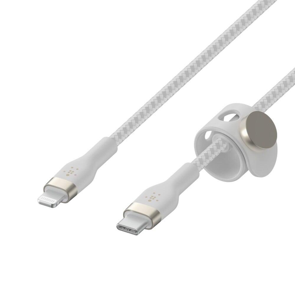 Belkin Pro Flex Lightning/ USB-C Kabel bis 15W mfi zertifiziert 1m weiß