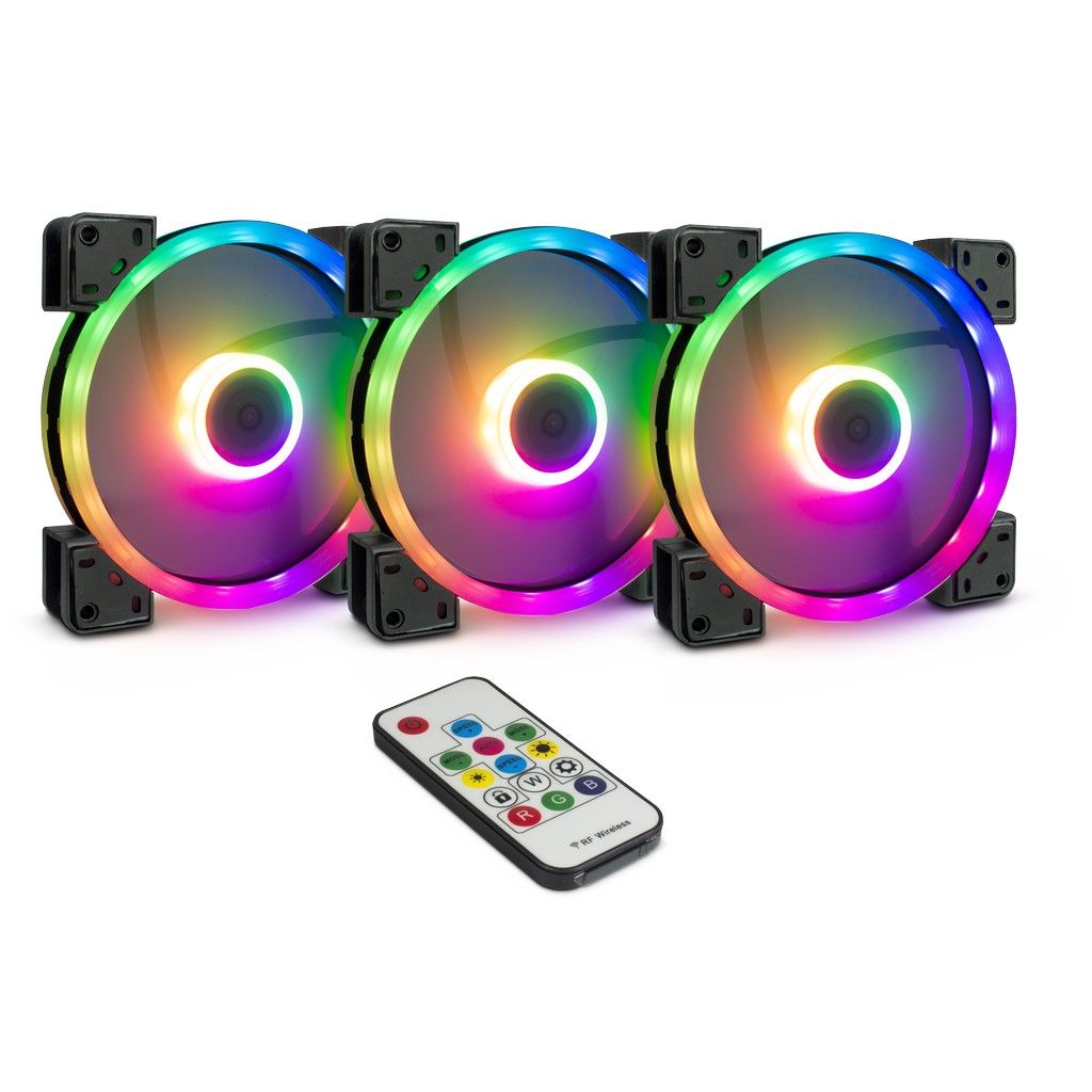 Inter-Tech Argus RGB-Fan Set RS14 mit Fernbedienung, 3x 140mm L&uuml;fter