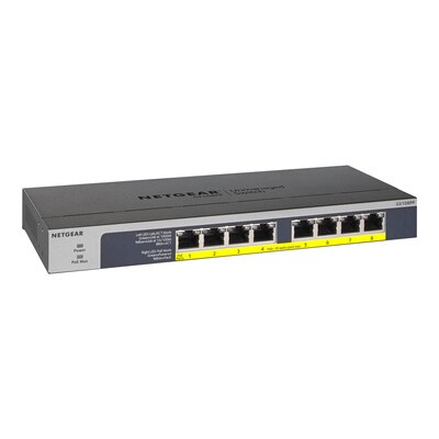 108 B günstig Kaufen-Netgear GS108LP 8-Port Gigabit Switch PoE+ flex unmanaged. Netgear GS108LP 8-Port Gigabit Switch PoE+ flex unmanaged <![CDATA[• 8-Port Gigabit Ethernet PoE+ flex • Unmanaged Switch mit bis zu 130W PoE Budget • Tisch-, Wand oder Rackmontage • Metal