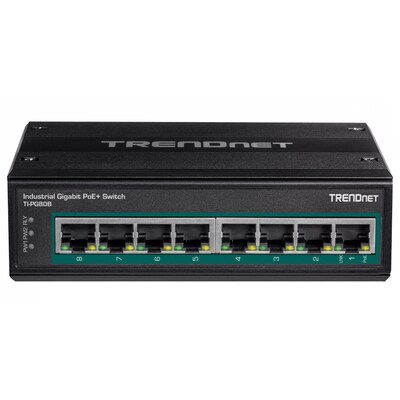 Switch Art günstig Kaufen-TRENDnet TI-PG80B  Switch - unmanaged. TRENDnet TI-PG80B  Switch - unmanaged <![CDATA[• 8 x Gigabit PoE+ Ports (bis zu 30W) • PoE-Gesamtleistung 120W@24V – 200W@48V • Gehärteter Metallschalter nach Schutzart IP30 • Inklusive DIN-Schiene und Wan