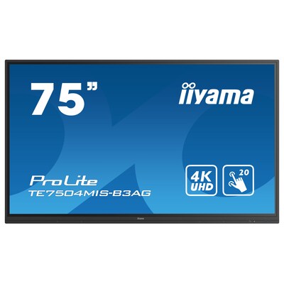 Iiyama  ProLite TE7504MIS-B3AG 189,3cm (75″) 4K UHD Touch Monitor HDMI/VGA/USB-C | 04948570120437
