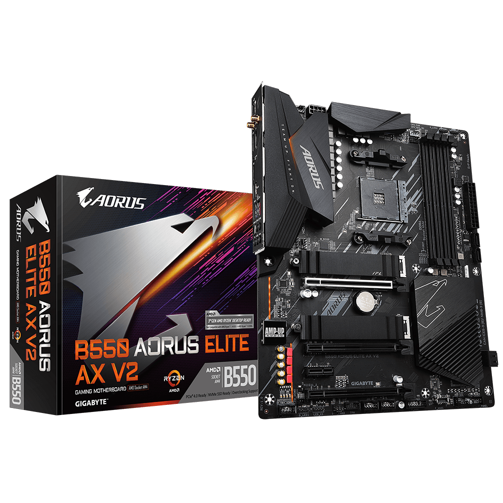 Gigabyte B550 Aorus Elite AX V2 ATX Mainboard Sockel AM4 M.2/HDMI/DP/WLAN/BT