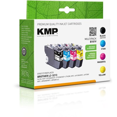 Br 101 günstig Kaufen-KMP Tintenpatronen Multipack ersetzt  Brother LC3213VAL. KMP Tintenpatronen Multipack ersetzt  Brother LC3213VAL <![CDATA[• KMP B101V • Farbe: Schwarz, Cyan, Magenta, Yellow • Inhalt: 1x 9,1 ml (schwarz), 3x 4,7 ml • Kompatible Drucker: Brother DC