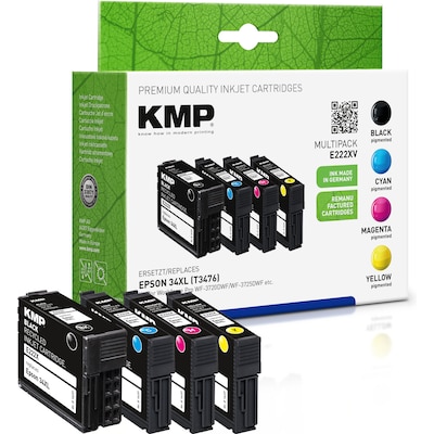 KMP Multipack günstig Kaufen-KMP Tintenpatronen Multipack ersetzt  Epson 34XL (T3476). KMP Tintenpatronen Multipack ersetzt  Epson 34XL (T3476) <![CDATA[• KMP E222XV • Farbe: black, cyan, magenta, yellow • Inhalt: 1x 17ml, 3x 11ml • Reichweite: 1x 1.100 (schwarz), 3x 950 (je 