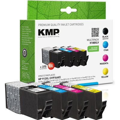 SET 14 günstig Kaufen-KMP Tintenpatronen Multipack ersetzt  HP HP912XL (3YP34AE). KMP Tintenpatronen Multipack ersetzt  HP HP912XL (3YP34AE) <![CDATA[• KMP H188XV • Farbe: black, cyan, magenta, yellow • Inhalt: 1x 35ml, 3x 14ml • Reichweite: 1x 1.200 (schwarz), 3x 900 