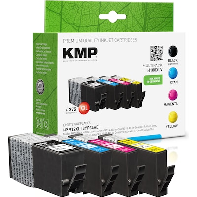 KMP Multipack günstig Kaufen-KMP Tintenpatronen Multipack ersetzt  HP HP912XL (3YP34AE). KMP Tintenpatronen Multipack ersetzt  HP HP912XL (3YP34AE) <![CDATA[• KMP H188XV • Farbe: black, cyan, magenta, yellow • Inhalt: 1x 35ml, 3x 14ml • Reichweite: 1x 1.200 (schwarz), 3x 900 