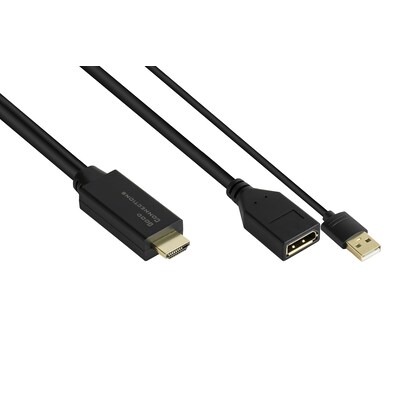 Good Connections Adapter HDMI 2.0b St an DisplayPort 1.2 Bu 4K @60Hz 0,3m