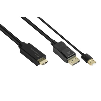 auf USB günstig Kaufen-Good Connections Adapterkabel HDMI 2.0b St an DisplayPort 1.2 St 4K @60Hz 1m. Good Connections Adapterkabel HDMI 2.0b St an DisplayPort 1.2 St 4K @60Hz 1m <![CDATA[• Adapterkabel HDMI Stecker (inkl. USB Power) an DisplayPort Stecker • Auflösungen bis