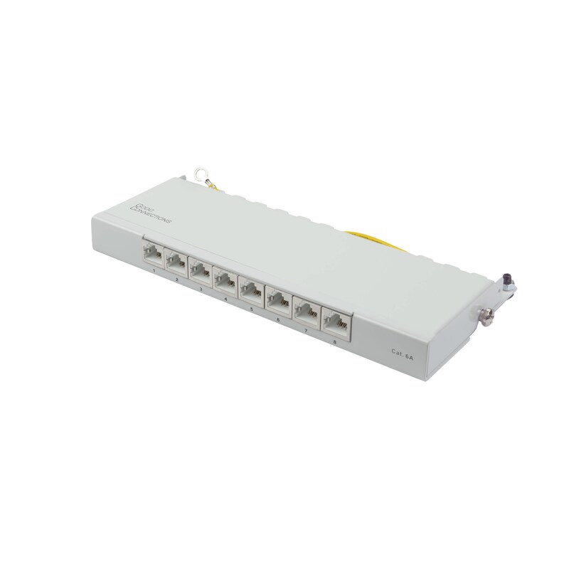 Good Connections Patch Panel Desktop Cat. 6A 8-Port 0,5 HE STP lichtgrau