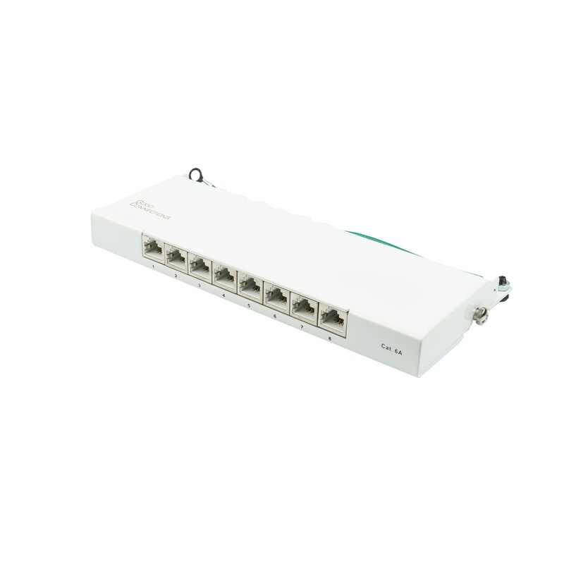 Good Connections Patch Panel Desktop Cat. 6A 8-Port 0,5 HE STP reinweiß