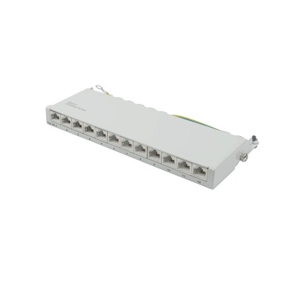 Good Connections Patch Panel Desktop Cat. 6A 12-Port 0,5 HE STP lichtgrau