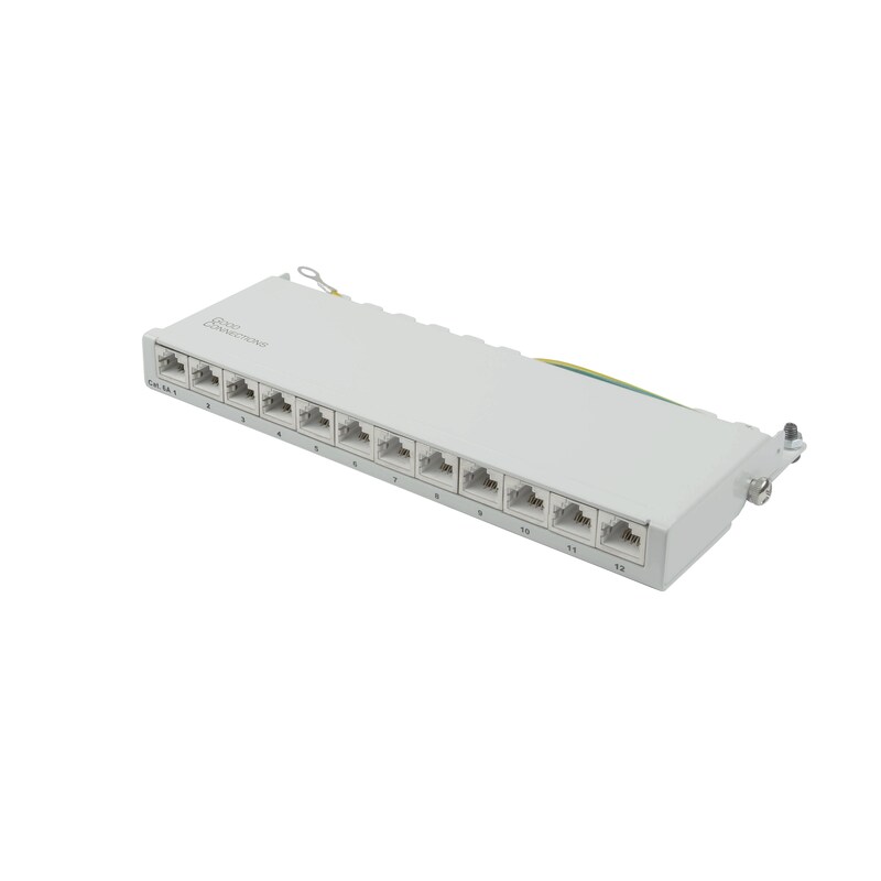 Good Connections Patch Panel Desktop Cat. 6A 12-Port 0,5 HE STP lichtgrau