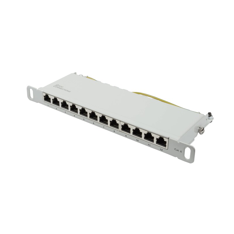 Good Connections Patch Panel 10" Cat. 6 12-Port 0,5 HE STP lichtgrau