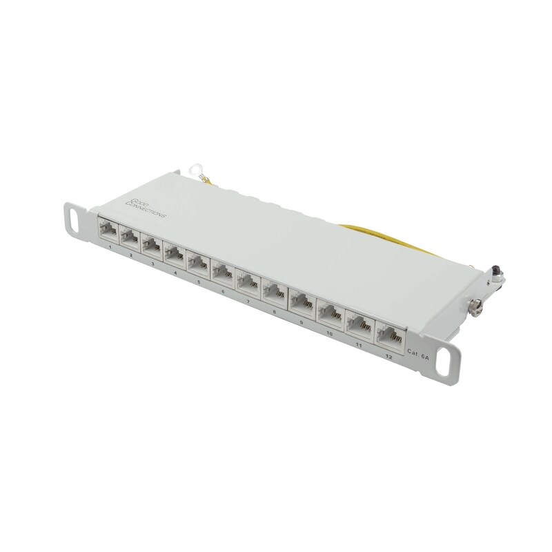 Good Connections Patch Panel 10" Cat. 6A 12-Port 0,5 HE STP lichtgrau