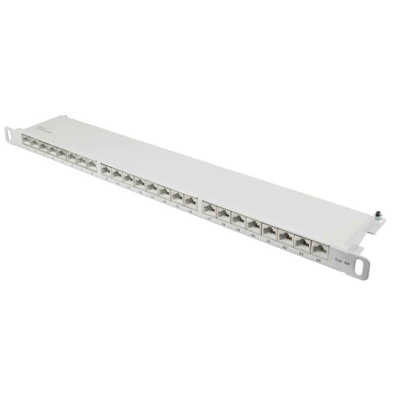 Good Connections Patch Panel 19" Cat. 6A 24-Port 0,5 HE STP lichtgrau