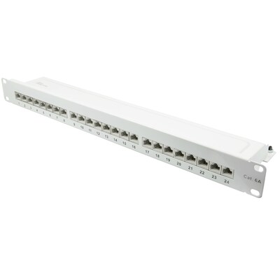 Connections in günstig Kaufen-Good Connections Patch Panel 19" Cat. 6A 24-Port 1 HE STP reinweiß. Good Connections Patch Panel 19" Cat. 6A 24-Port 1 HE STP reinweiß <![CDATA[• Hochwertiges Patchpanel / Patchfeld / Verteilerfeld • Für 1-GIGABIT/s Ethernet und fü