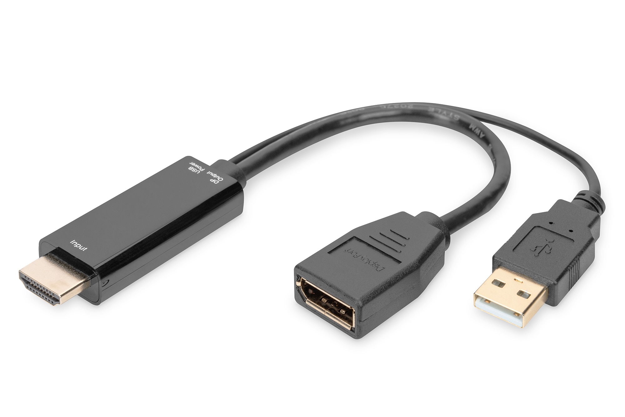 DIGITUS HDMI Adapter auf DisplayPort mit externer Stromversorgung 4K@30Hz. 0,2 m