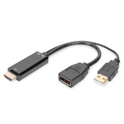 DisplayPort/HDM günstig Kaufen-DIGITUS HDMI Adapter auf DisplayPort mit externer Stromversorgung 4K@30Hz. 0,2 m. DIGITUS HDMI Adapter auf DisplayPort mit externer Stromversorgung 4K@30Hz. 0,2 m <![CDATA[• Adapterkabel HDMI auf DisplayPort • Anschlüsse: HDMI Typ-A, DisplayPort und 