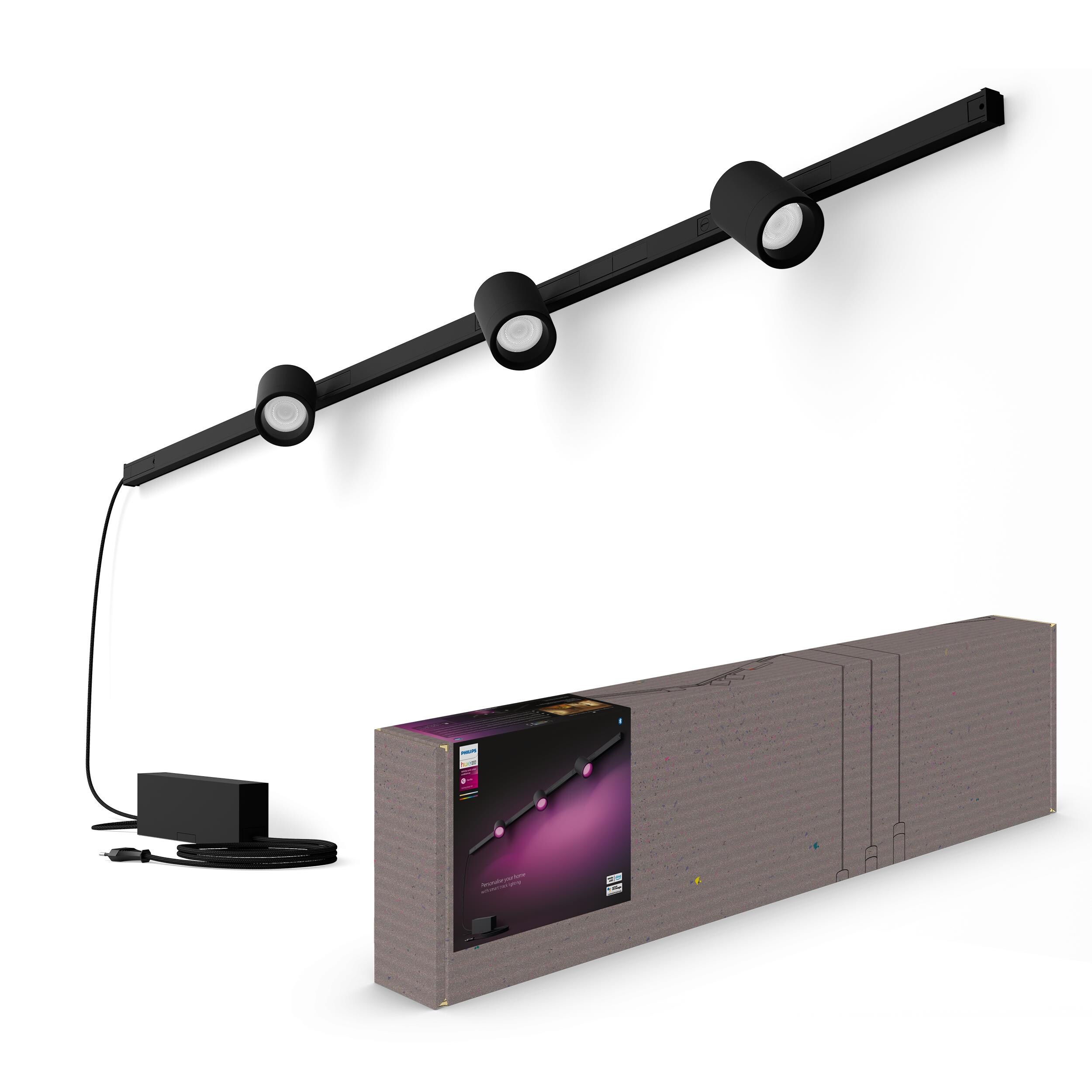 Philips Hue Perifo Schienensystem mit Netzteil und drei Spots