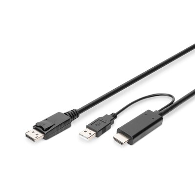 EXTERNE günstig Kaufen-DIGITUS  Adapterkabel HDMI auf DisplayPort,4K@30Hz externe Stromquelle, 2m. DIGITUS  Adapterkabel HDMI auf DisplayPort,4K@30Hz externe Stromquelle, 2m <![CDATA[• Adapterkabel HDMI auf DisplayPort • Anschlüsse: HDMI Typ-A, DisplayPort und USB-A • Ke