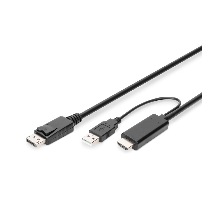 DIGITUS  Adapterkabel HDMI auf DisplayPort,4K@30Hz externe Stromquelle, 2m