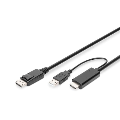 HD Display günstig Kaufen-DIGITUS  Adapterkabel HDMI auf DisplayPort,4K@30Hz externe Stromquelle, 2m. DIGITUS  Adapterkabel HDMI auf DisplayPort,4K@30Hz externe Stromquelle, 2m <![CDATA[• Adapterkabel HDMI auf DisplayPort • Anschlüsse: HDMI Typ-A, DisplayPort und USB-A • Ke