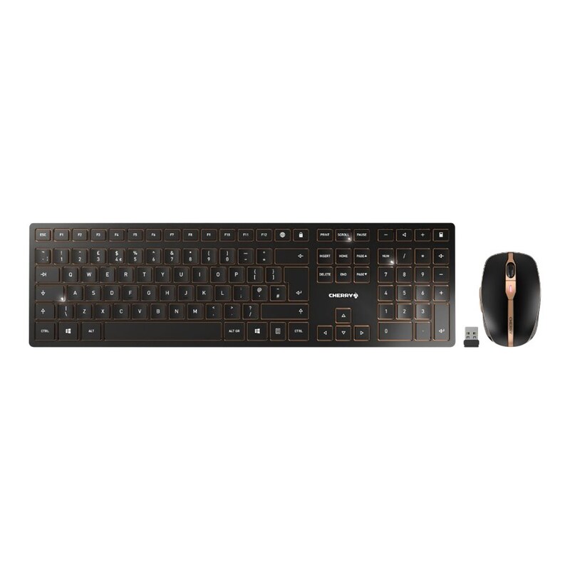 Cherry DW 9100 SLIM Kabellose Maus-Tastaturkombination schwarz US-Layout Eur-Sym