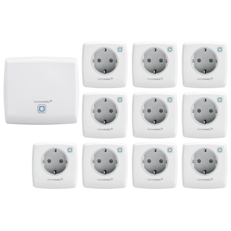 Homematic IP Starter Set • 10x Schaltsteckdose Smart Plug HMIP-PS2 • Access Point