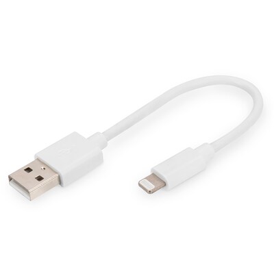 DIGITUS Daten und Ladekabel USB-A zu Lightning, 0.15m, weiß