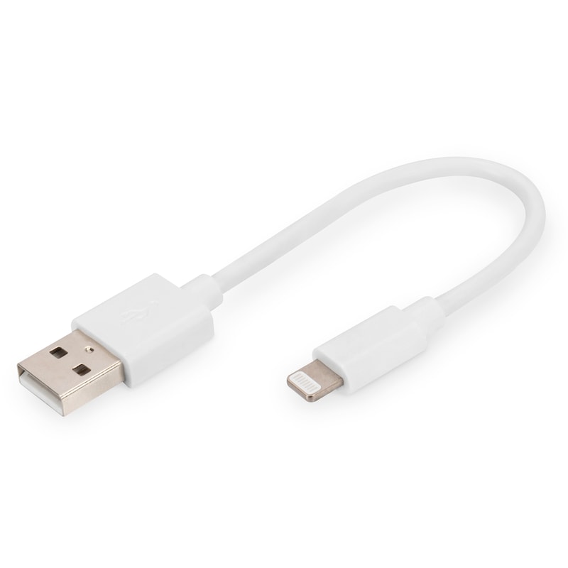 DIGITUS Daten und Ladekabel USB-A zu Lightning, 0.15m, weiß
