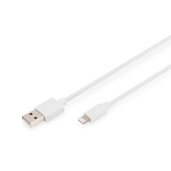 DIGITUS Daten und Ladekabel USB-A zu Lightning, 2m, wei&szlig;