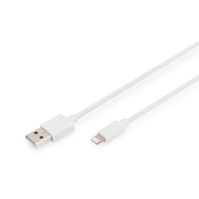 DIGITUS Daten und Ladekabel USB-A zu Lightning, 2m, weiß