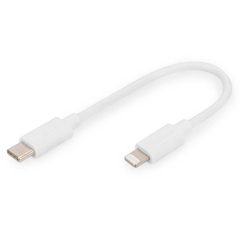 DIGITUS Daten- und Ladekabel USB-C zu Lightning, 0,15m, weiß