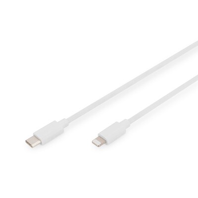 RG USB günstig Kaufen-DIGITUS Daten- und Ladekabel USB-C zu Lightning, 2m, weiß. DIGITUS Daten- und Ladekabel USB-C zu Lightning, 2m, weiß <![CDATA[• USB-C Daten- und Ladekabel • Fast Charging für kompatible (Lightning-Geräte - C89) Endgeräte • Unterstützt 